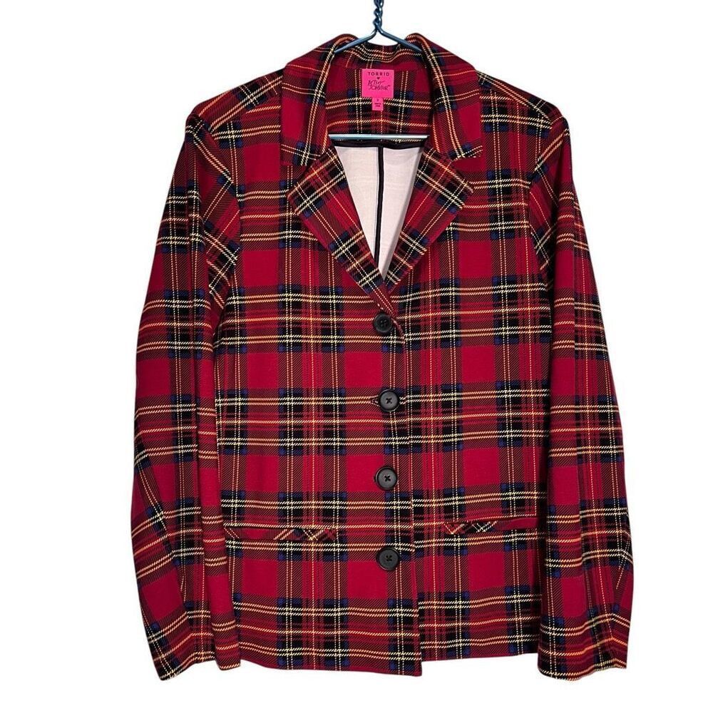 torrid Red Plaid Notched Collar Blazer